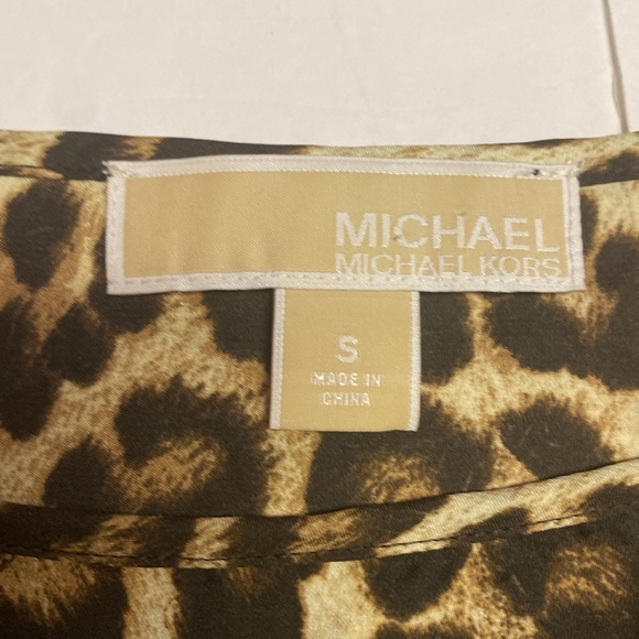 Michael michael kors leopard print blouse long sleeve Top Elastic Waist Small - Picture 4 of 11